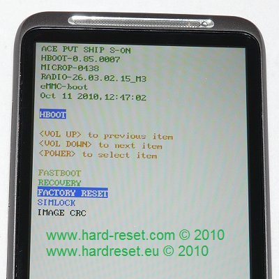 HTC Desire HD hard reset